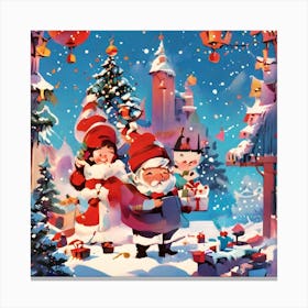 Christmas With Santa Claus Canvas Print