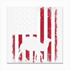 American Flag Camel Animal Vintage 4th Of July Canvas Print