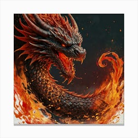 Dragon In Flames Canvas Print