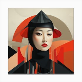 Abstract Bauhaus Mongolian Woman 02 Canvas Print