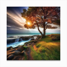 Tree By The Sea Canvas Print