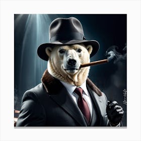 Polar Bear Smoking A Cigar Canvas Print