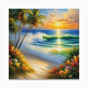 Sunset At The Beach 72 Canvas Print