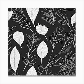 Leaves On Black Background Canvas Print