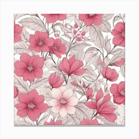 Illustrative Albedo Pink Flower Pattern Art 1 Canvas Print