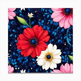 Seamless Pattern With Flowers 2 Canvas Print