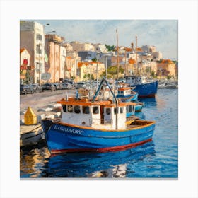 Fishing Boats In Port Canvas Print