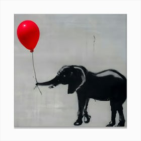 Elephant With Red Balloon Canvas Print