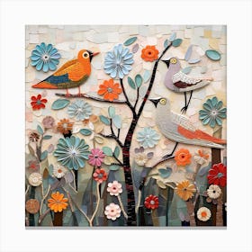 Bird In A Tree X7 With Acc Effect Canvas Print