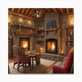 Fireplace Living Room Canvas Print