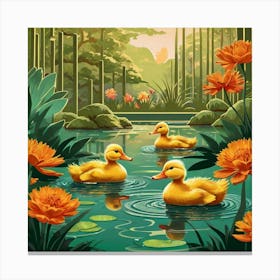 Ducks In The Pond 21 Canvas Print