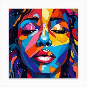 Colorful Girl With Colorful Hair 2 Canvas Print