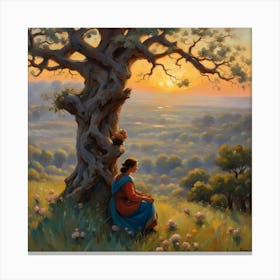 Lady by The Tree Canvas Print