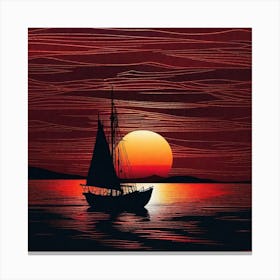 Sailboat At Sunset 2 Canvas Print