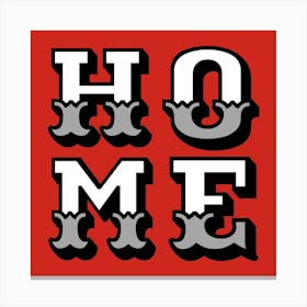 Home Typography on Red Canvas Print