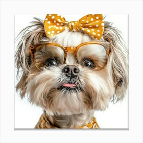 Dog With Glasses 63 Canvas Print