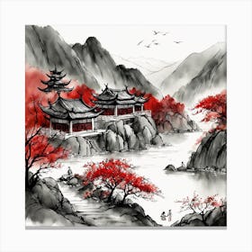 Chinese Landscape Mountains Ink Painting (25) 2 Canvas Print