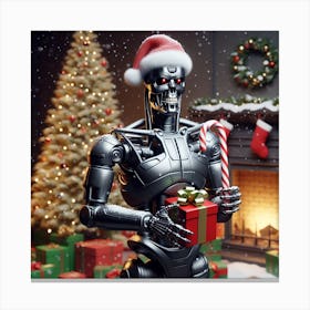 Robot Christmas Gift Canvas Print