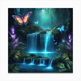 0 Magical Waterfall In A Mystical Forest, With Glowi Esrgan V1 X2plus (1) Canvas Print