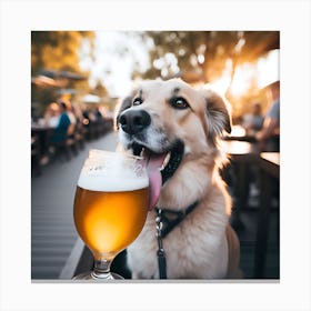 Dog with Drink Canvas Print