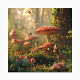 Forest Of Mushrooms Canvas Print