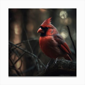 Cardinal In The Forest Canvas Print