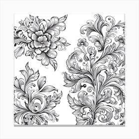 Ornate Floral Design Vector Canvas Print