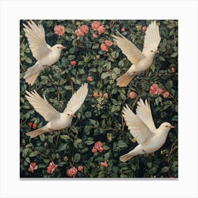 Doves In Flight Art Canvas Print