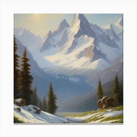 'Snowy Mountains' Canvas Print