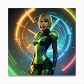 Girl In A Futuristic Suit Canvas Print