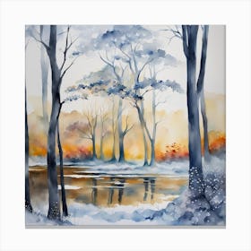 filigree winter trees at sunset Canvas Print