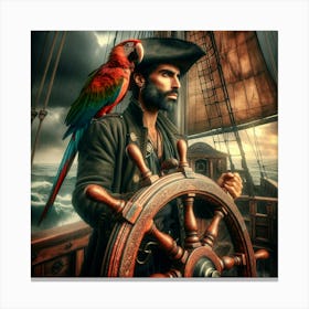 Pirate With Parrot Canvas Print