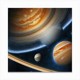Saturn And Its Moons Canvas Print