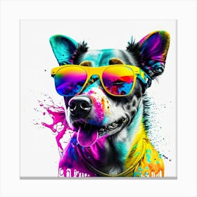 Colourful Dog Sunglasses (51) Canvas Print
