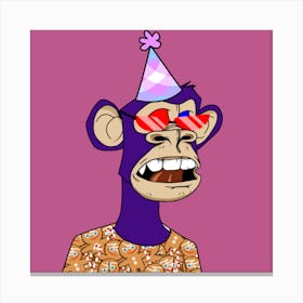 Monkey In A Birthday Hat Canvas Print