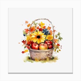 Autumn Flowers In A Basket Canvas Print