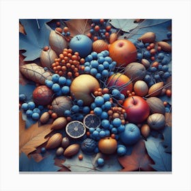 Fruits On Autumn Leaves Canvas Print