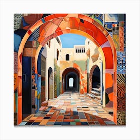 Bohemian Contemporary Art Print - Moroccan Archways With Colourful Tiles And Patterns Canvas Print
