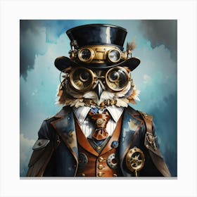 Dreamshaper V7 Steampunk Watercolor Owl Character Wearing A To 0 Canvas Print