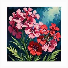 Sweet William Floral Botanical Vintage Poster Flower Art Print 3 Canvas Print