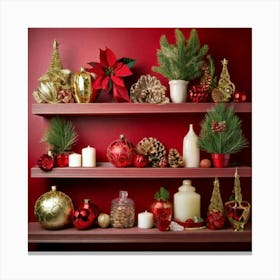 Firefly Charming Holiday Shelf With Festive Christmas Décor 11439 (2) Canvas Print