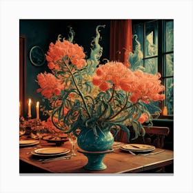 Table With Flowers Canvas Print