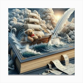 Teddy Bear On A Book Canvas Print