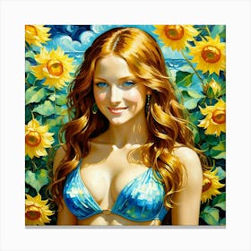 Sunflower Girlvhj Canvas Print