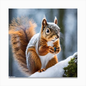 Squirrel In The Snow 11 Canvas Print