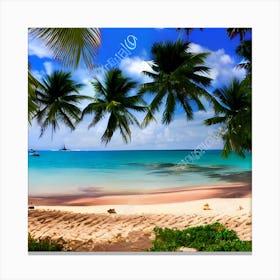 Tropical Beach With Palm Trees 1 Canvas Print