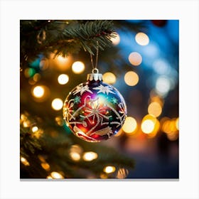 Christmas Ornament On A Tree Canvas Print