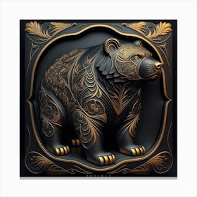 Gold Bear 3d Canvas Print