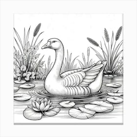 Line Art goose 1 Canvas Print