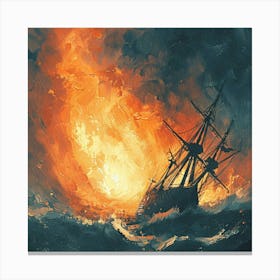 Ship On Fire Canvas Print